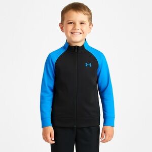 Under Armour Boys Black Blue Zip Jacket Size 7